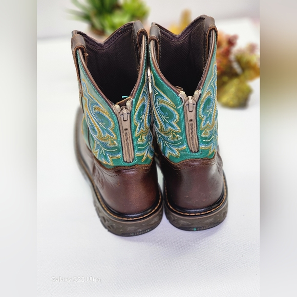 Brown and Teal Western Boots - Picture 2 of 6